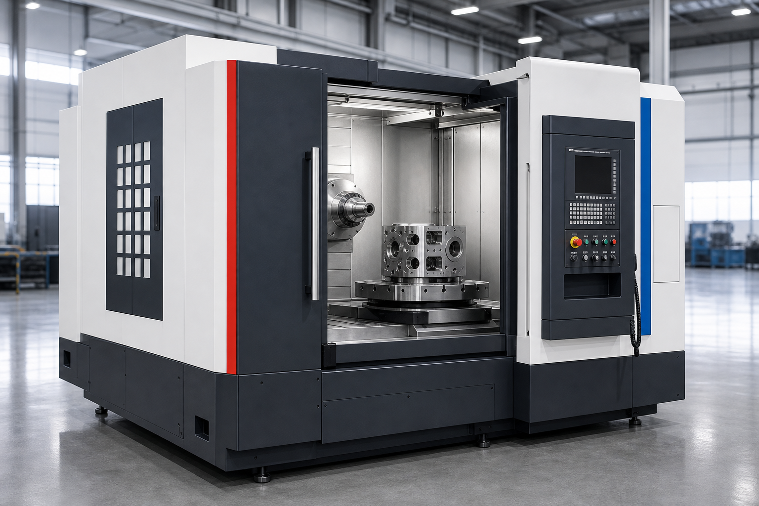 Realistic horizontal machining center product photo